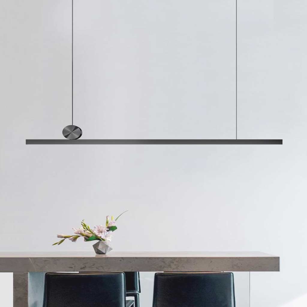 Suspended Bar Fixture LED Aluminum 39 in Matte Black Remote-Dimming Counter Overhead Lighting for Kitchen Island Dining Contemporary Spaces