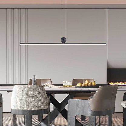 Linear LED Ceiling Light 39-Inch Dimmable Remote Control Aluminum Black Fixture for Dining Kitchen Island Bar Modern Minimalist Hanging Lamp