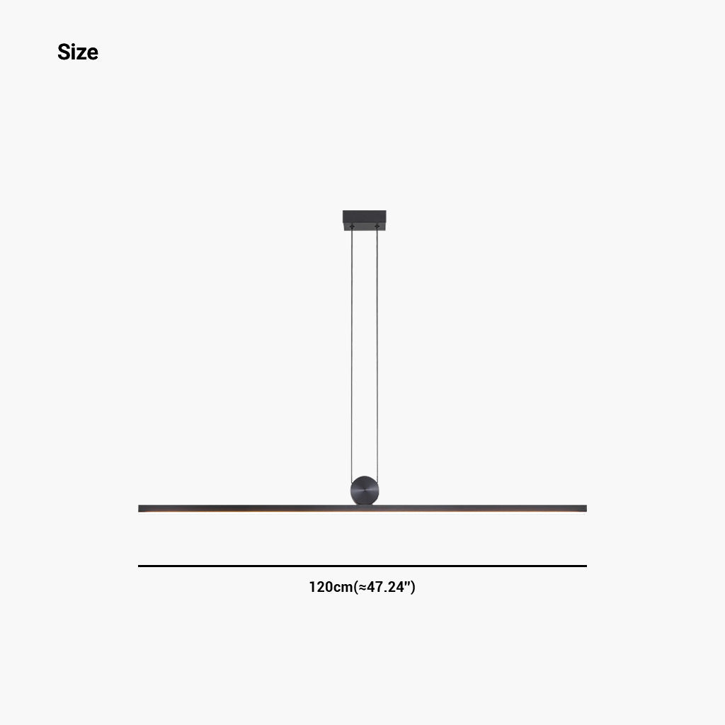 Linear LED Ceiling Light 39-Inch Dimmable Remote Control Aluminum Black Fixture for Dining Kitchen Island Bar Modern Minimalist Hanging Lamp