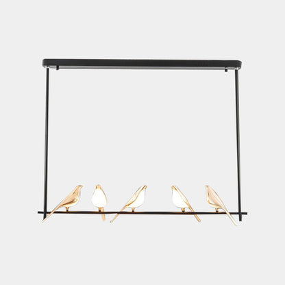 LED Ceiling Fixture Bird-Motif Metal Frame 35-Inch Warm Glow Overhead Lighting for Dining Room Bedroom Kitchen Island Modern Statement Piece