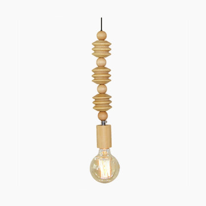 Hanging Chandelier with Natural Beaded Strands for Dining Room, Bedroom & Living Space – Adjustable Height LED Fixture