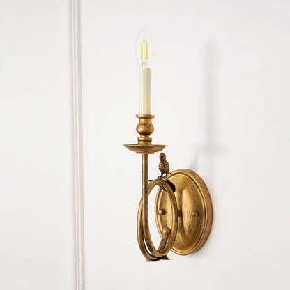 Metal Sconce with Sculptural Bird Detail for Bedroom & Hallway Accent Lighting 16 in Height Hardwired Indoor Fixture Gold Black Finishes