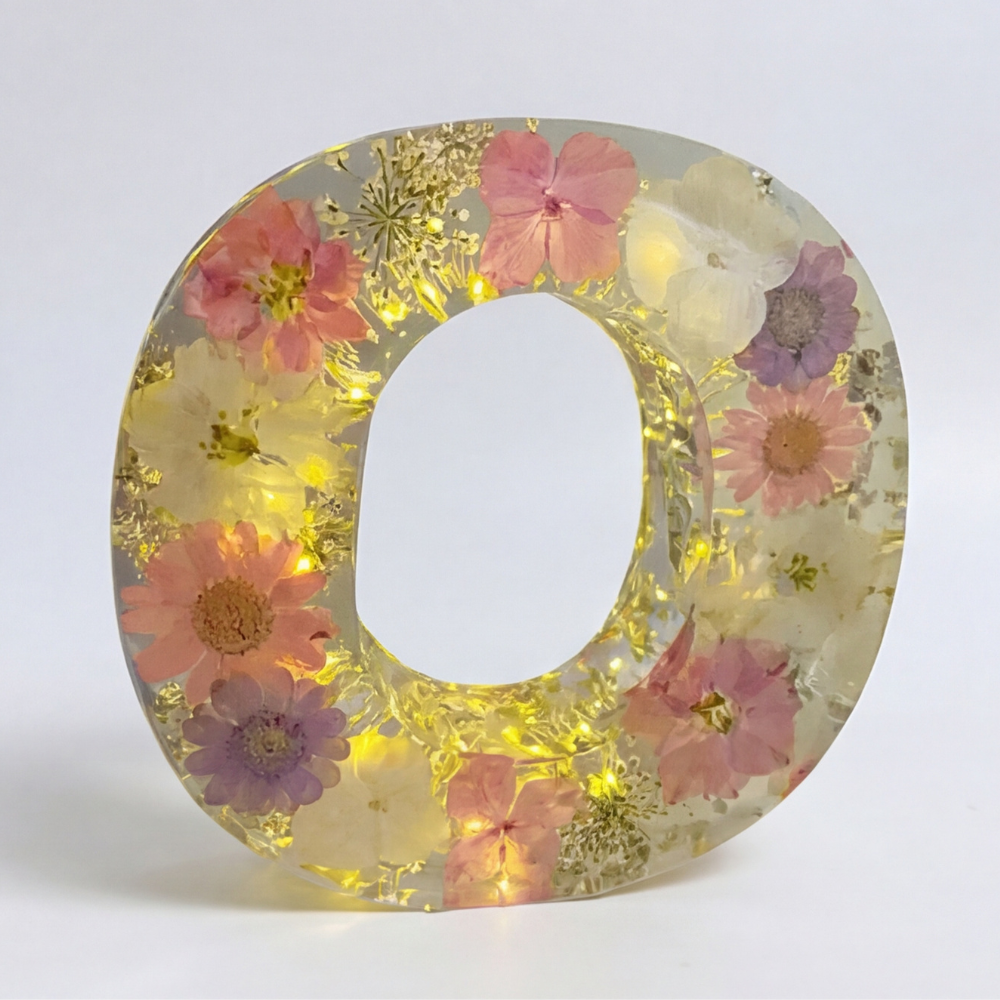 Ortekor Personalized Floral Resin Letter Light | Unique Home Decor with Warm LED Glow for a Calming Atmosphere