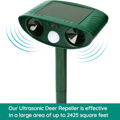 Motion-Activated Animal Deterrent Device with Solar Power for Yards and Gardens | Outdoor Pest Control | Ultrasonic Wildlife Repellent | Wea