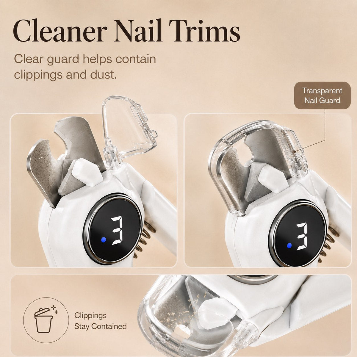 Ortekor 2-in-1 Pet Electric Nail Clipper & Grinder with LED Light