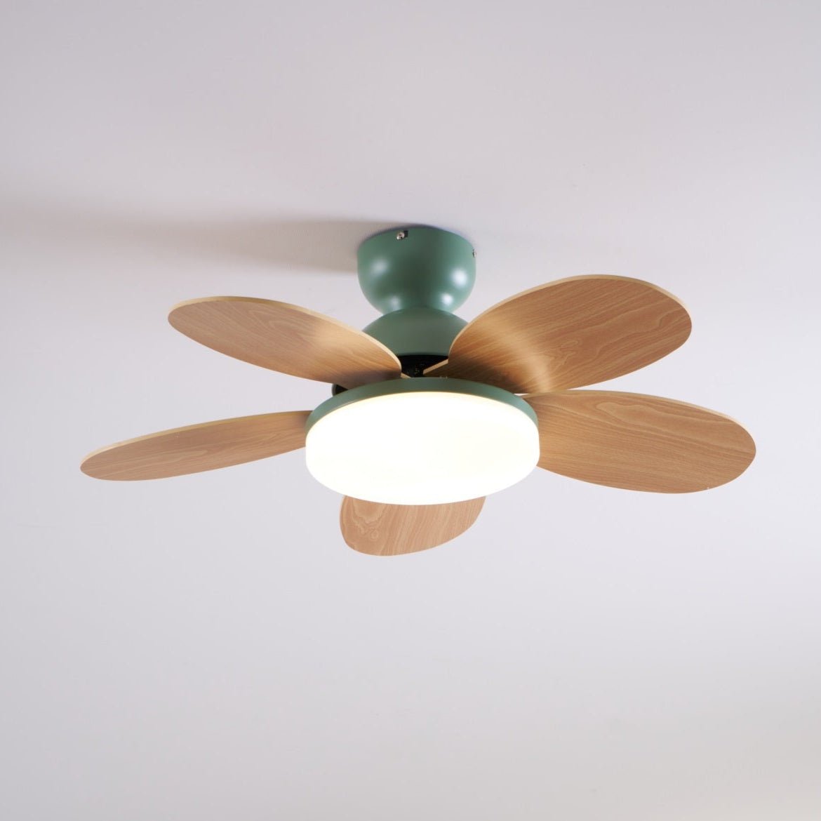 Indoor Ceiling Fan with LED Light 35 in Wood Blade Curved Design 6-Speed Remote Control DC Motor for Living Room Bedroom Dining Room Grey Gr