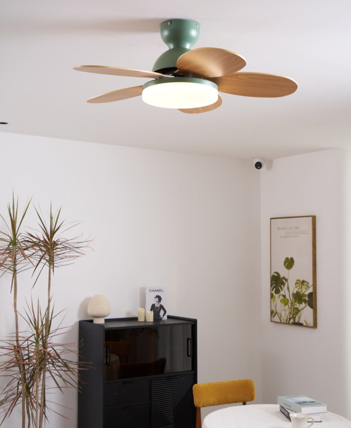 Indoor Ceiling Fan with LED Light 35 in Wood Blade Curved Design 6-Speed Remote Control DC Motor for Living Room Bedroom Dining Room Grey Gr