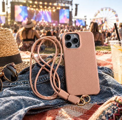 Genuine Leather Phone Case with Crossbody Strap for Stylish Convenience