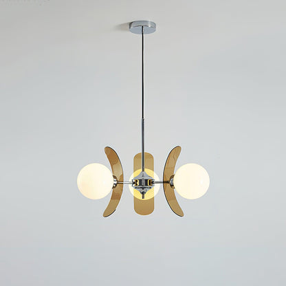 Floral Glass Pendant Light Chrome Accents Multi-Bulb Chandelier for Bedroom Office Dining Room Modern Ceiling Lighting Adjustable 59 in
