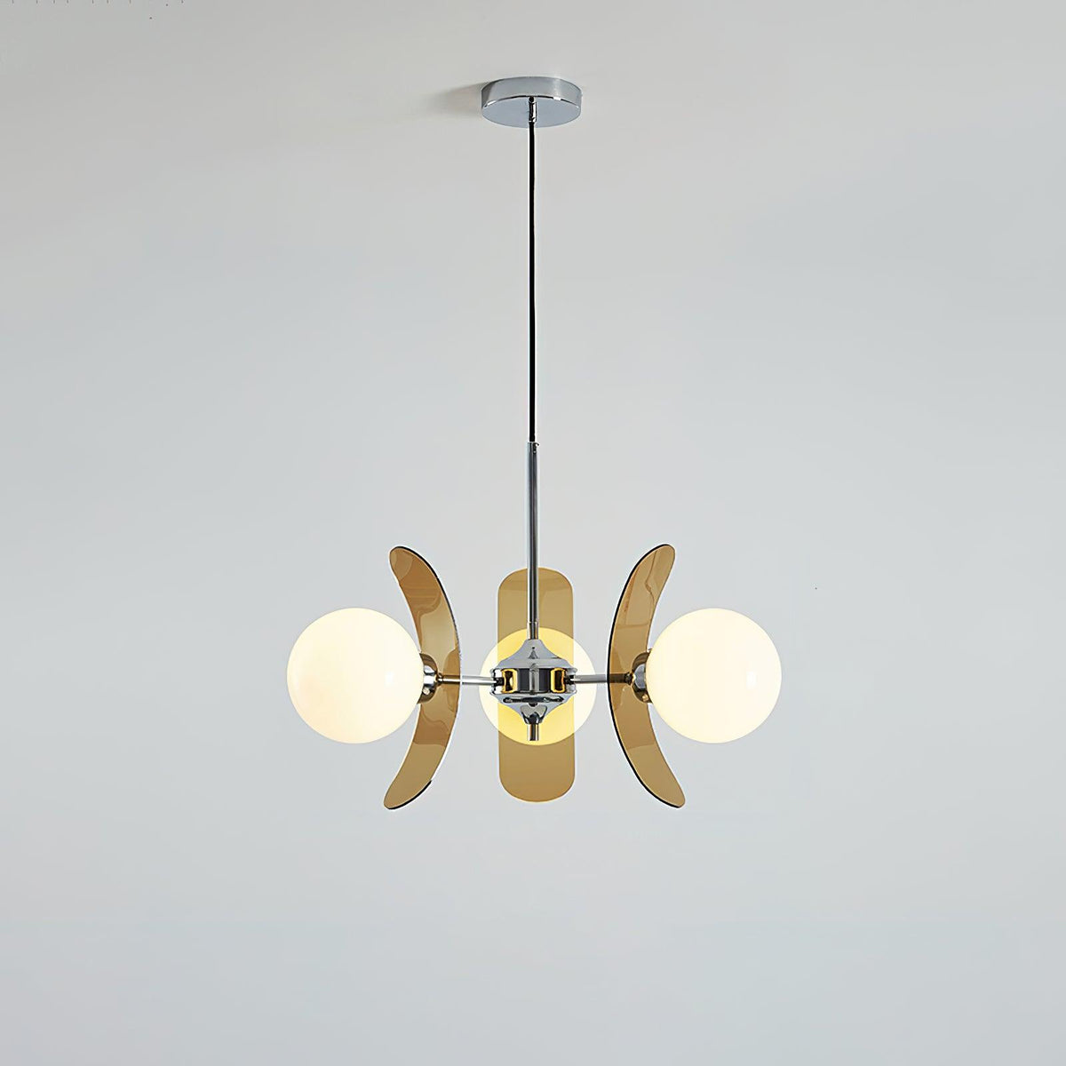 Floral Glass Pendant Light Chrome Accents Multi-Bulb Chandelier for Bedroom Office Dining Room Modern Ceiling Lighting Adjustable 59 in