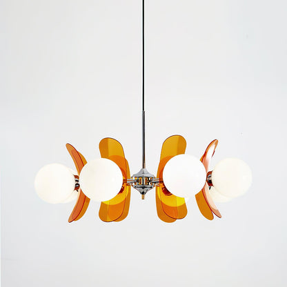 Floral Glass Pendant Light Chrome Accents Multi-Bulb Chandelier for Bedroom Office Dining Room Modern Ceiling Lighting Adjustable 59 in