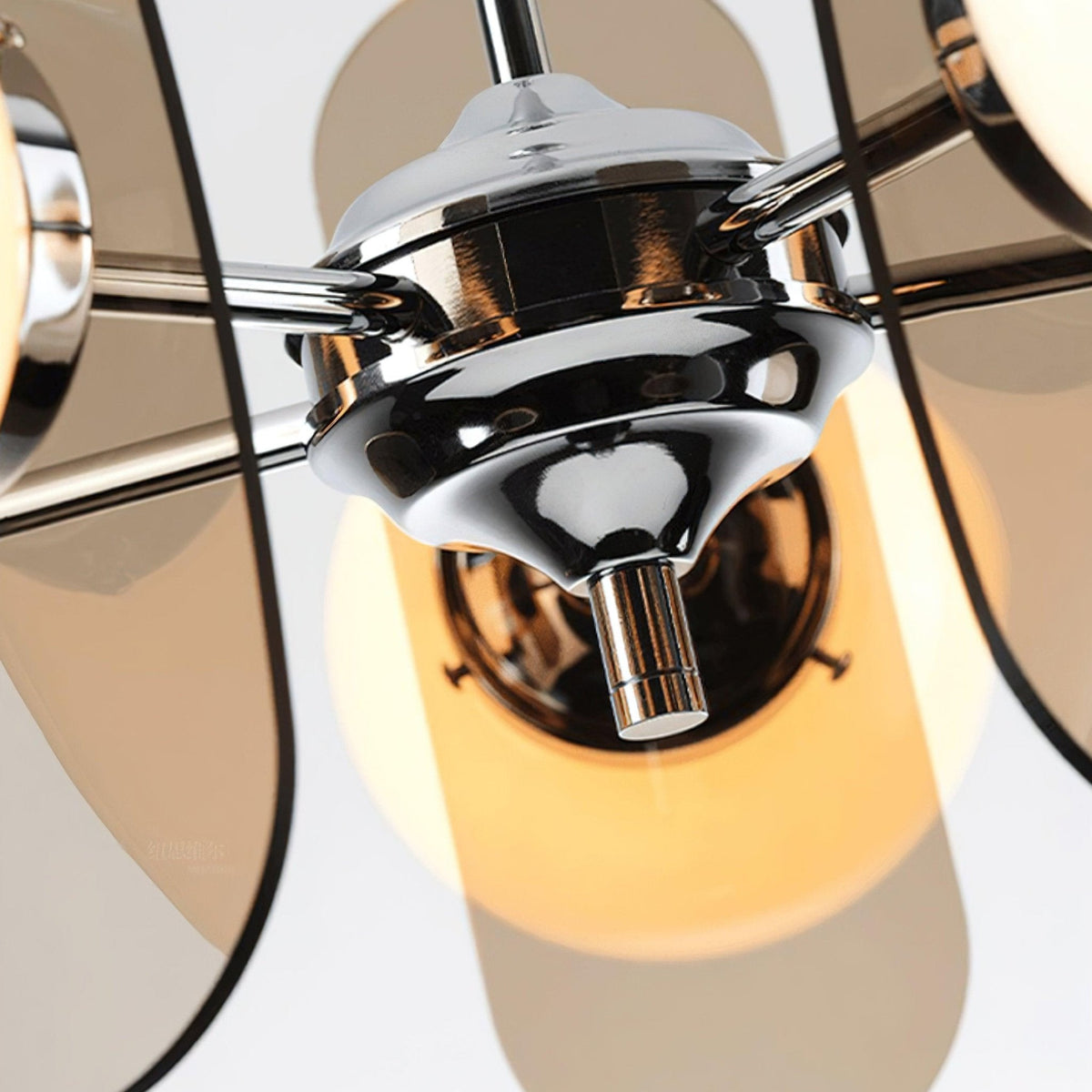 Floral Glass Pendant Light Chrome Accents Multi-Bulb Chandelier for Bedroom Office Dining Room Modern Ceiling Lighting Adjustable 59 in