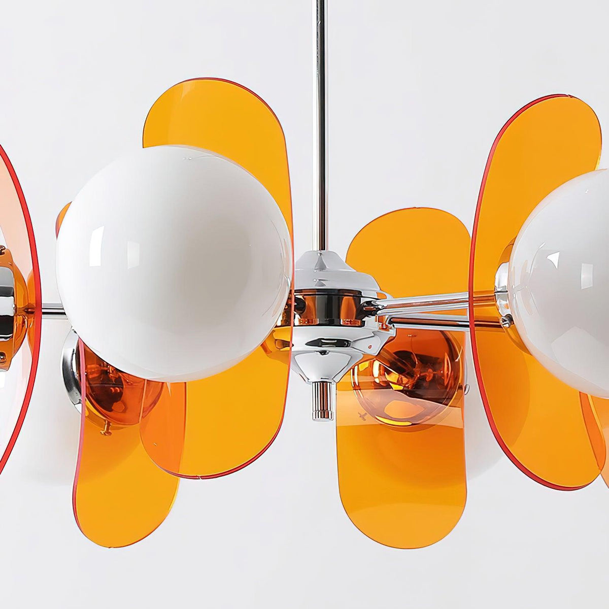 Floral Glass Pendant Light Chrome Accents Multi-Bulb Chandelier for Bedroom Office Dining Room Modern Ceiling Lighting Adjustable 59 in