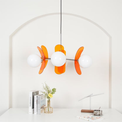 Iron Glass Ceiling Light for Dining Room Modern Multi-Bulb Fixture Adjustable Pendant Chandelier for Kitchen Island Living Room Entryway Hom