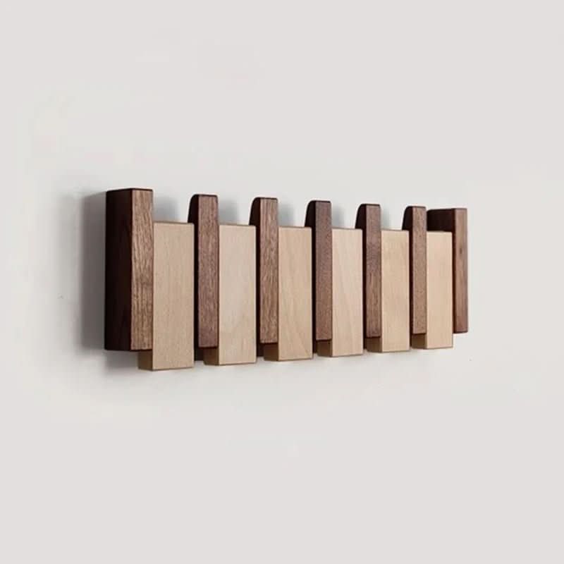 Flip-Up Hooks Entryway Organizer Walnut Birch Wood Space-Saving Coat Hanger Apartment Hallway Bedroom Door Storage Rack