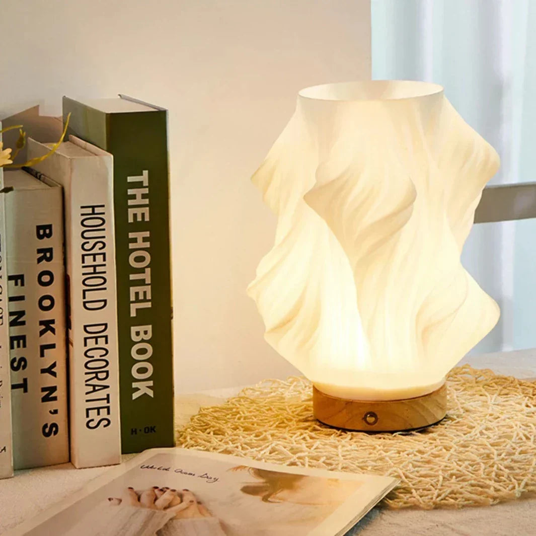 Sculptural Wave LED Desk Lamp with 3-Level Touch Dimmer for Bedroom, Office & Living Room