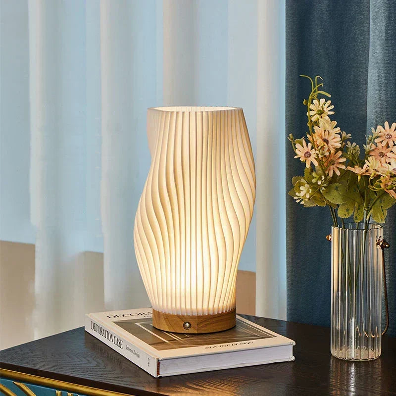 Sculptural Wave LED Desk Lamp with 3-Level Touch Dimmer for Bedroom, Office & Living Room