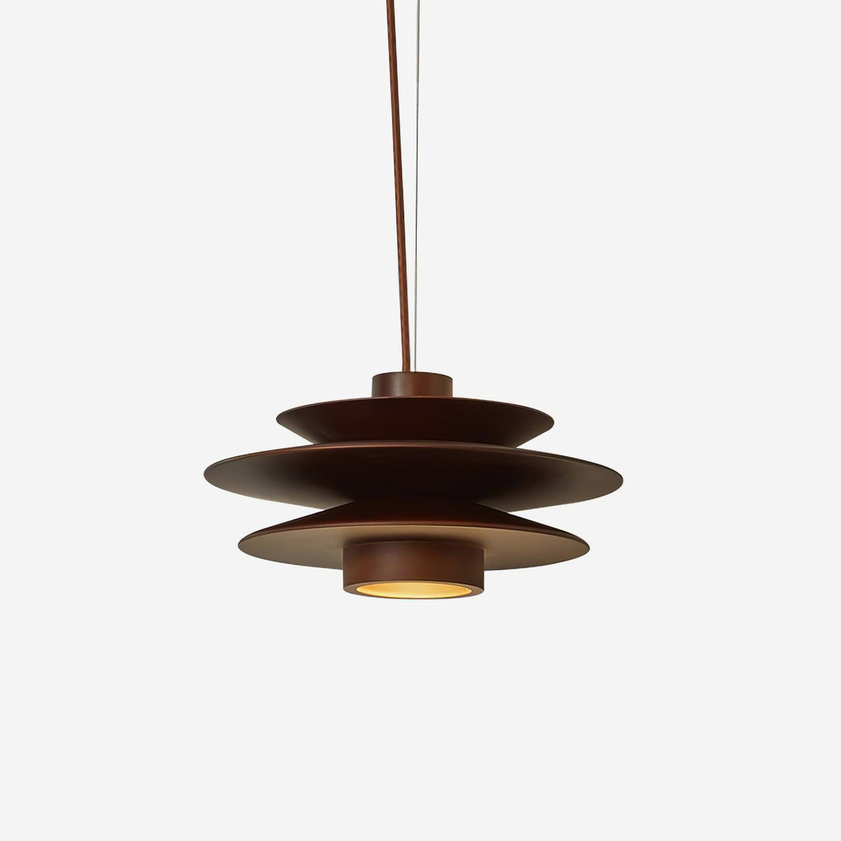 Layered Wood Ceiling Fixture 12 Inch Round Adjustable Height GU10 Socket Dimmable Hanging Lamp for Kitchen Island Table Overhead Lighting Co
