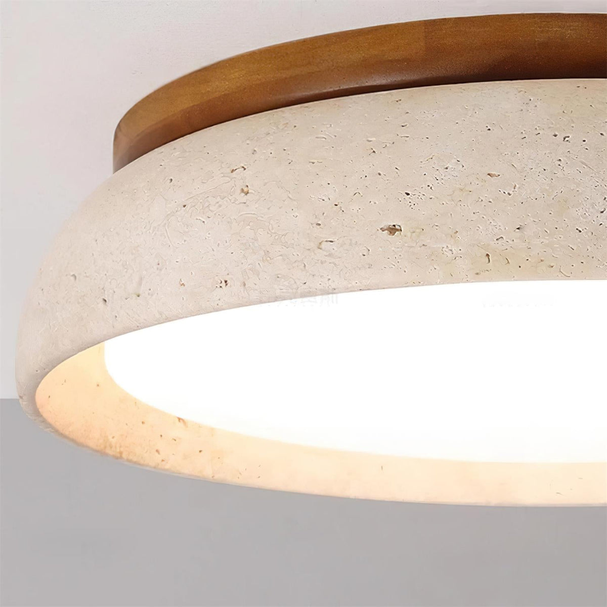 Flush Mount LED Light Fixture Stone Wood Acrylic Warm Glow for Bedroom Living Room Hallway Low Profile Modern Minimalist Scandinavian Japand