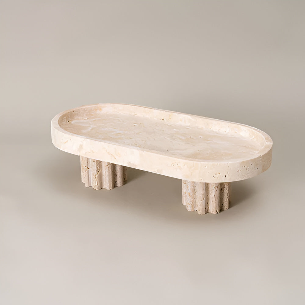 Pietra Decorative Tray for Coffee Table - Natural Travertine, Elegant Design