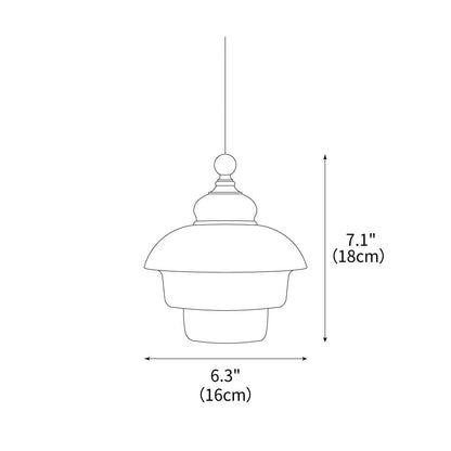 Glass Shade Hanging Lamp 6.3 Inch with Wood Accent for Kitchen Island Dining Table Overhead Fixture E26 Socket Adjustable Cord Dimmable Comp