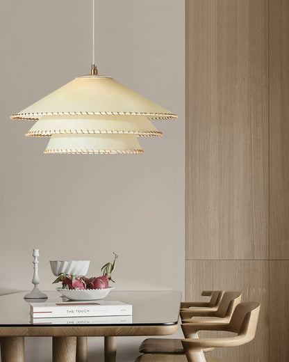 Oversized Fabric Drum Shade Ceiling Light for Kitchen Island & Dining Table – Adjustable Height Indoor Fixture with E26 Socket, Warm Ambient