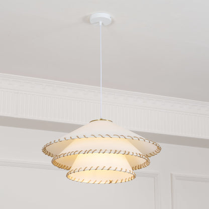Oversized Fabric Drum Shade Ceiling Light for Kitchen Island & Dining Table – Adjustable Height Indoor Fixture with E26 Socket, Warm Ambient