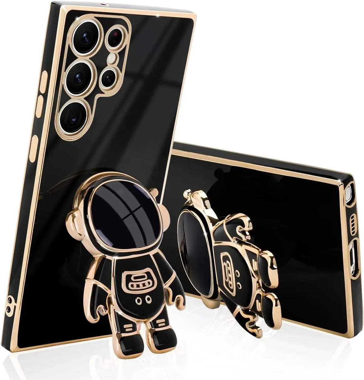 Space Explorer Phone Case with Kickstand for Samsung Galaxy – Protective TPU Cover with 3D Figure Grip