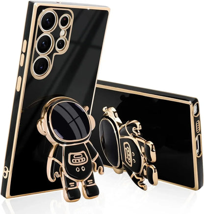Space Explorer Phone Case with Kickstand for Samsung Galaxy – Protective TPU Cover with 3D Figure Grip