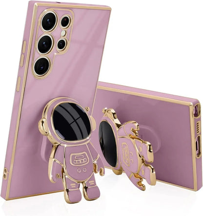 Space Explorer Phone Case with Kickstand for Samsung Galaxy – Protective TPU Cover with 3D Figure Grip