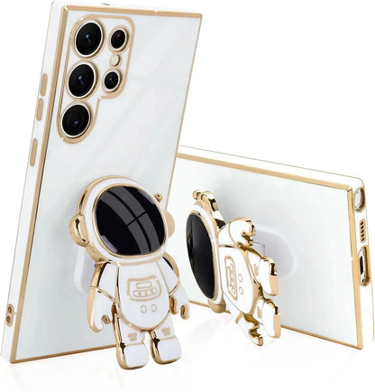 Space Explorer Phone Case with Kickstand for Samsung Galaxy – Protective TPU Cover with 3D Figure Grip