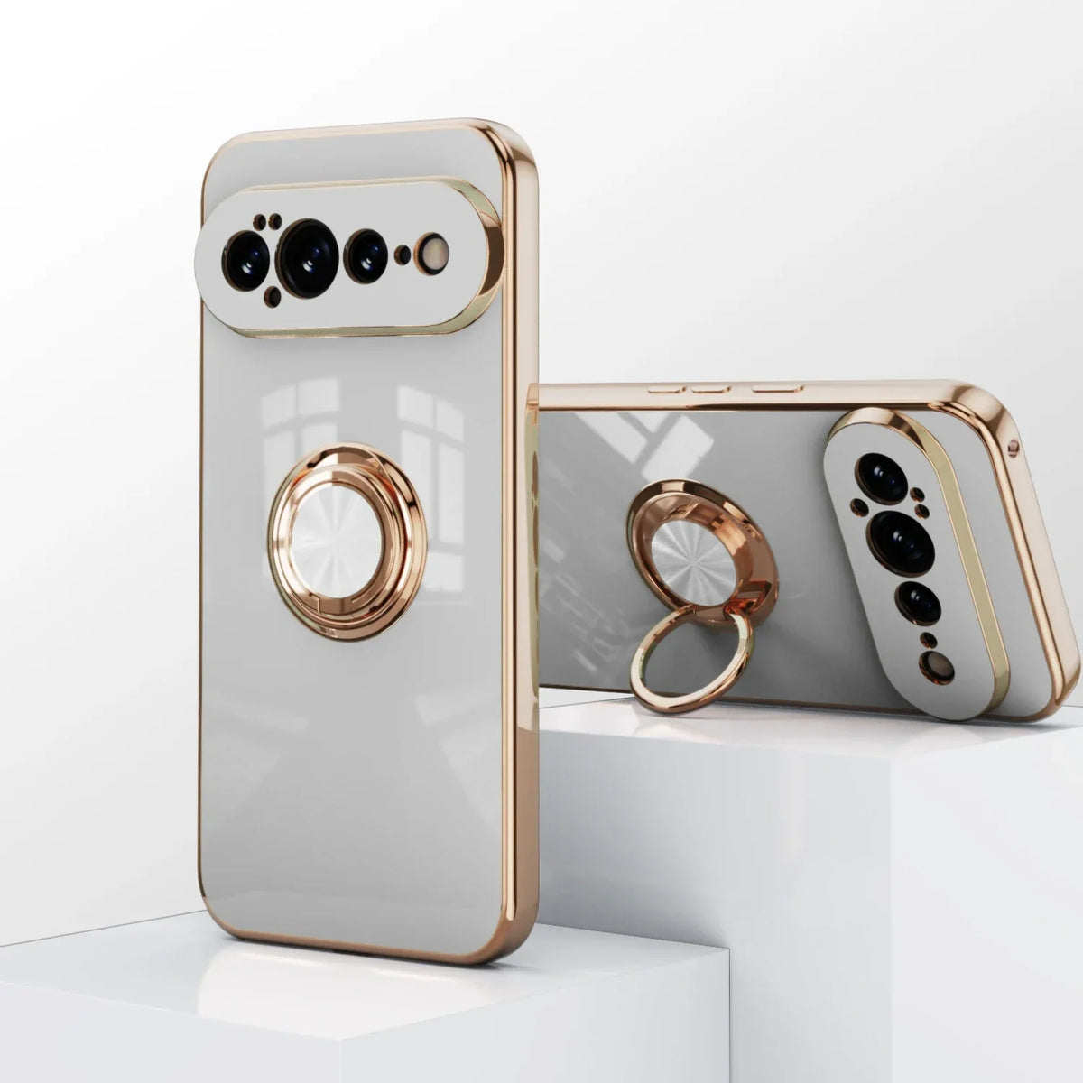 Rotating Ring Phone Case for Google Pixel – Magnetic Mount Compatible, Shock Absorbing TPU with Microfiber Lining