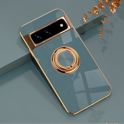 Rotating Ring Phone Case for Google Pixel – Magnetic Mount Compatible, Shock Absorbing TPU with Microfiber Lining