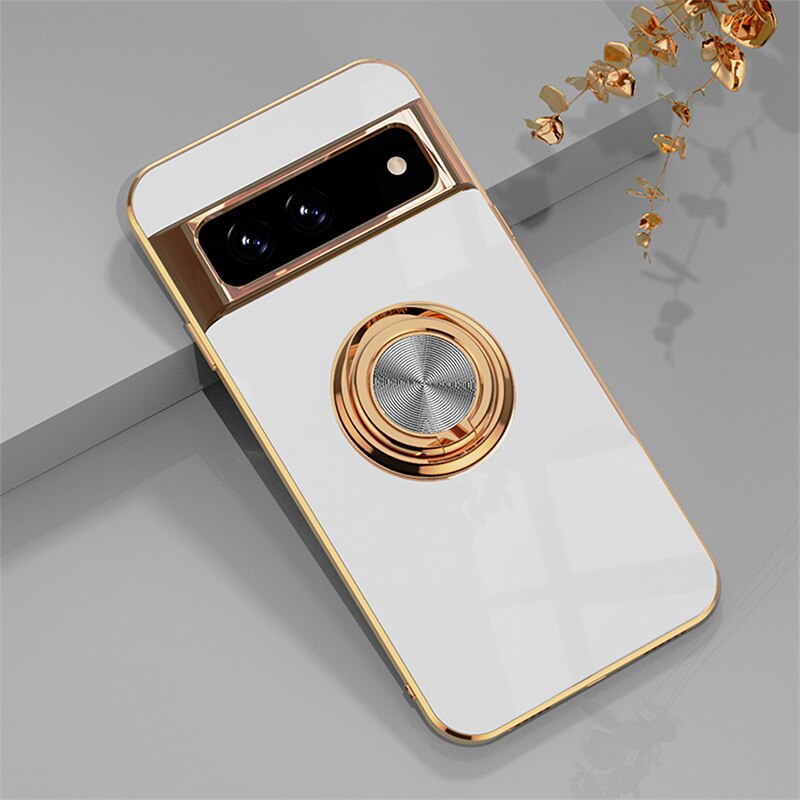 Rotating Ring Phone Case for Google Pixel – Magnetic Mount Compatible, Shock Absorbing TPU with Microfiber Lining