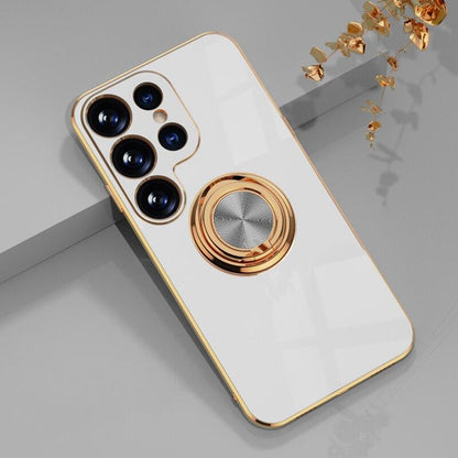 Rotating Ring Grip Phone Case for Samsung Galaxy – Magnetic Car Mount Compatible, Shock-Absorbing TPU with Microfiber Lining for S21-S26