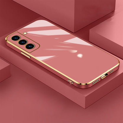Metallic-Trimmed TPU Phone Case for Samsung Galaxy – Slim Protection with Gold Accents & Scratch-Resistant Microfiber Interior