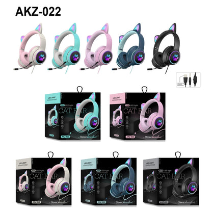 Playful Cat Ear Gaming Headset with LED Lights & Adjustable Microphone for Immersive Gaming