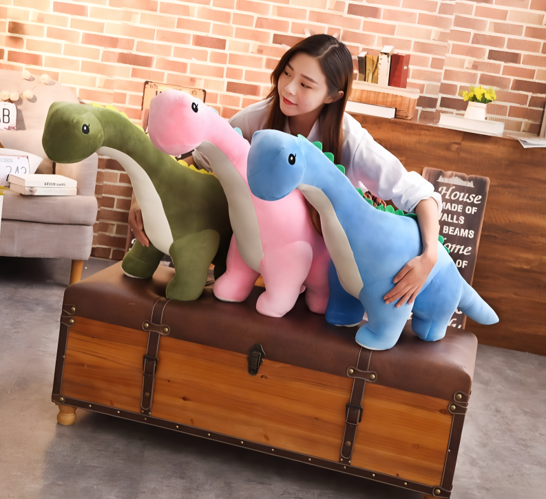 Giant Standing Dinosaur Plush Toy – Soft Cuddly Stuffed Dino for Kids Room Decor, Boys & Girls Playroom Gift, Blue Green Pink