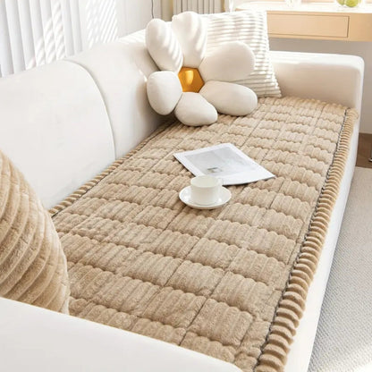 Furniture Throw Blanket Soft Fleece Sofa Protector Anti-Slip Ruffled Edges for Couch Chair Loveseat Living Room Bedroom Pet-Friendly