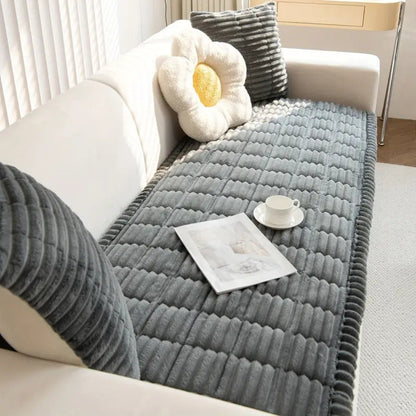 Protector de cojín de sofá de microfibra acolchada con reverso antideslizante: funda de franela suave para sofá y seccional de sala de estar