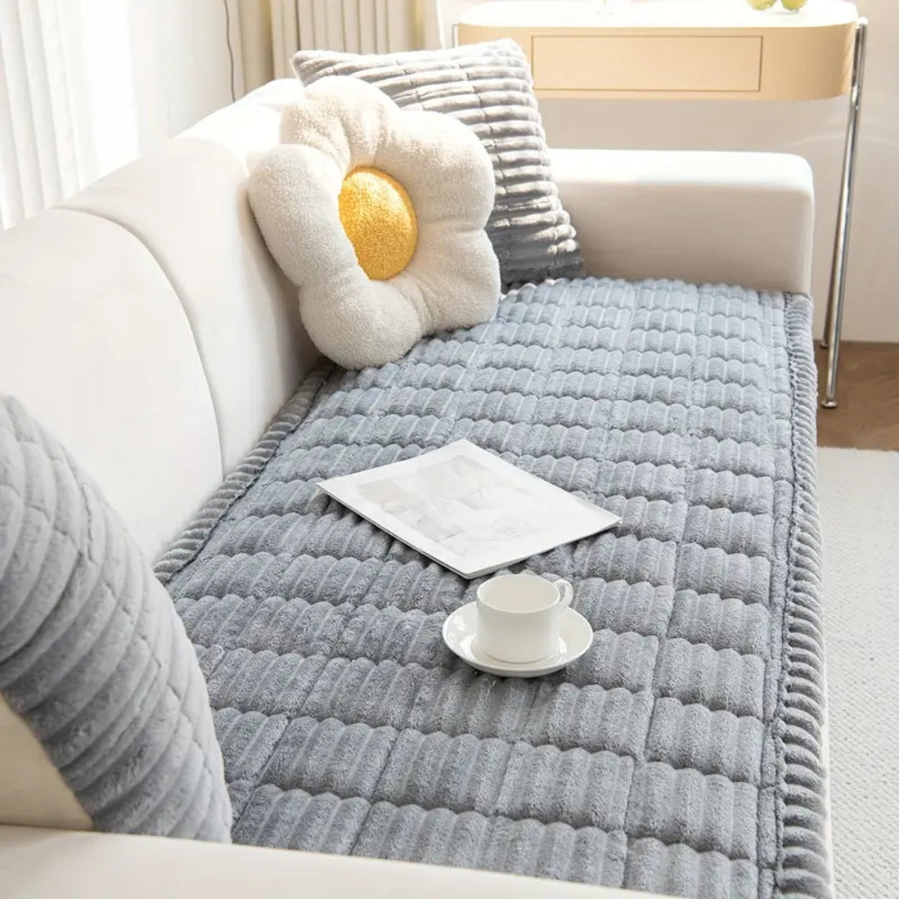 Protector de cojín de sofá de microfibra acolchada con reverso antideslizante: funda de franela suave para sofá y seccional de sala de estar
