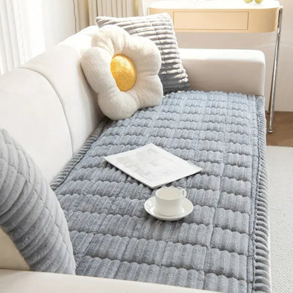 Protector de cojín de sofá de microfibra acolchada con reverso antideslizante: funda de franela suave para sofá y seccional de sala de estar