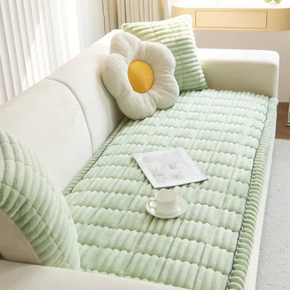 Furniture Throw Blanket Soft Fleece Sofa Protector Anti-Slip Ruffled Edges for Couch Chair Loveseat Living Room Bedroom Pet-Friendly
