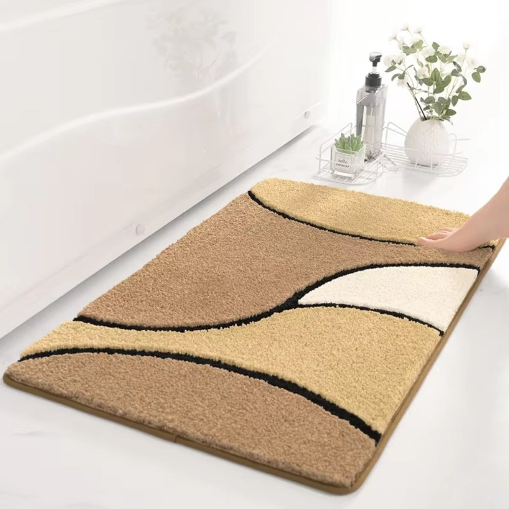 PlushWave | Non-Slip Bath Mat with Absorbent Microfiber Design | Stylish Comfort for Safety