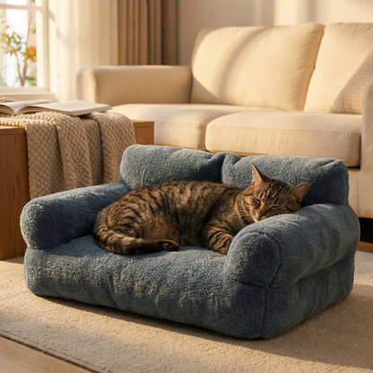 Sofá cama de felpa para mascotas Ortekor con funda lavable y base antideslizante | Cómodo sofá para perros para un confort máximo