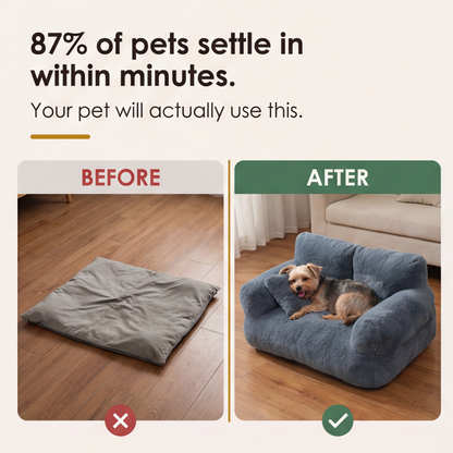 Sofá cama de felpa para mascotas Ortekor con funda lavable y base antideslizante | Cómodo sofá para perros para un confort máximo