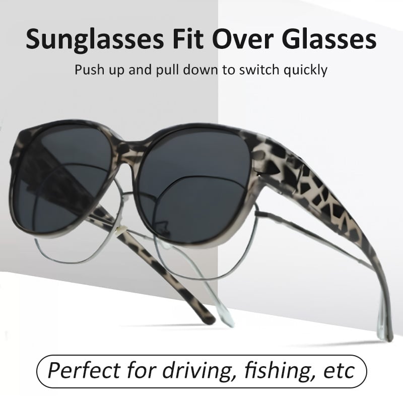 Fit-Over Sunglasses for Prescription Glasses with Polarized Lenses & UV Protection for Men & Women | Lightweight Wraparound Over-Glasses Eye