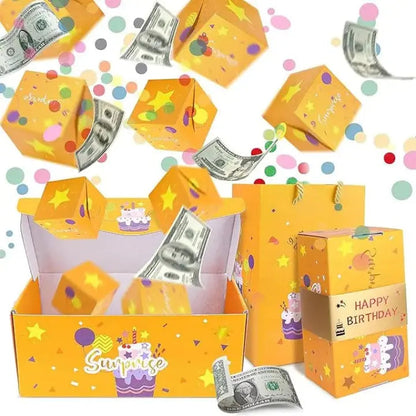 Surprise Pop-Up Gift Box with 10 Inner Cubes for Birthday Anniversary Valentine's Day Romantic Occasions Velvet Lined Keepsake Box Set Inclu