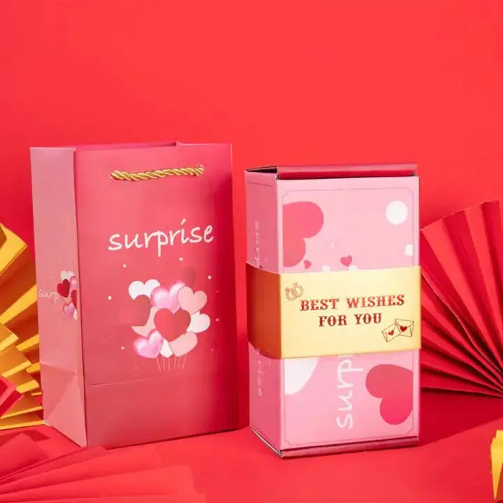 Surprise Pop-Up Gift Box with 10 Inner Cubes for Birthday Anniversary Valentine's Day Romantic Occasions Velvet Lined Keepsake Box Set Inclu