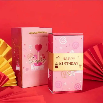 Surprise Pop-Up Gift Box with 10 Inner Cubes for Birthday Anniversary Valentine's Day Romantic Occasions Velvet Lined Keepsake Box Set Inclu